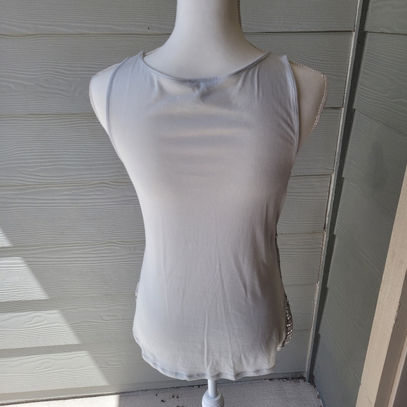 EXPRESS Women's Tank-Top Strappy Sleeve Silver-Metallic/Shimmer Lace Size M - Picture 6 of 9